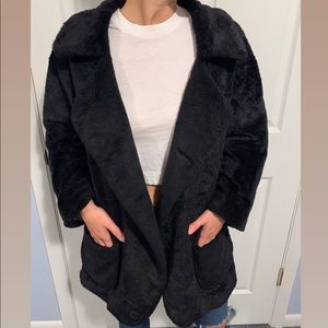 Faux Black Fur Coat